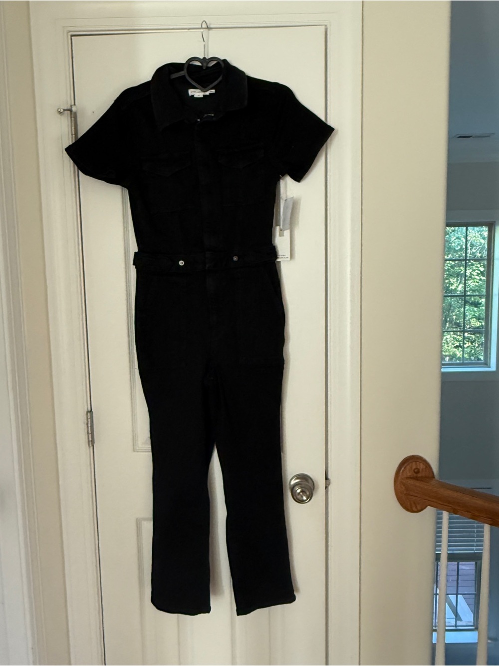 Good American Black Short-Sleeve Utility Jumpsuit